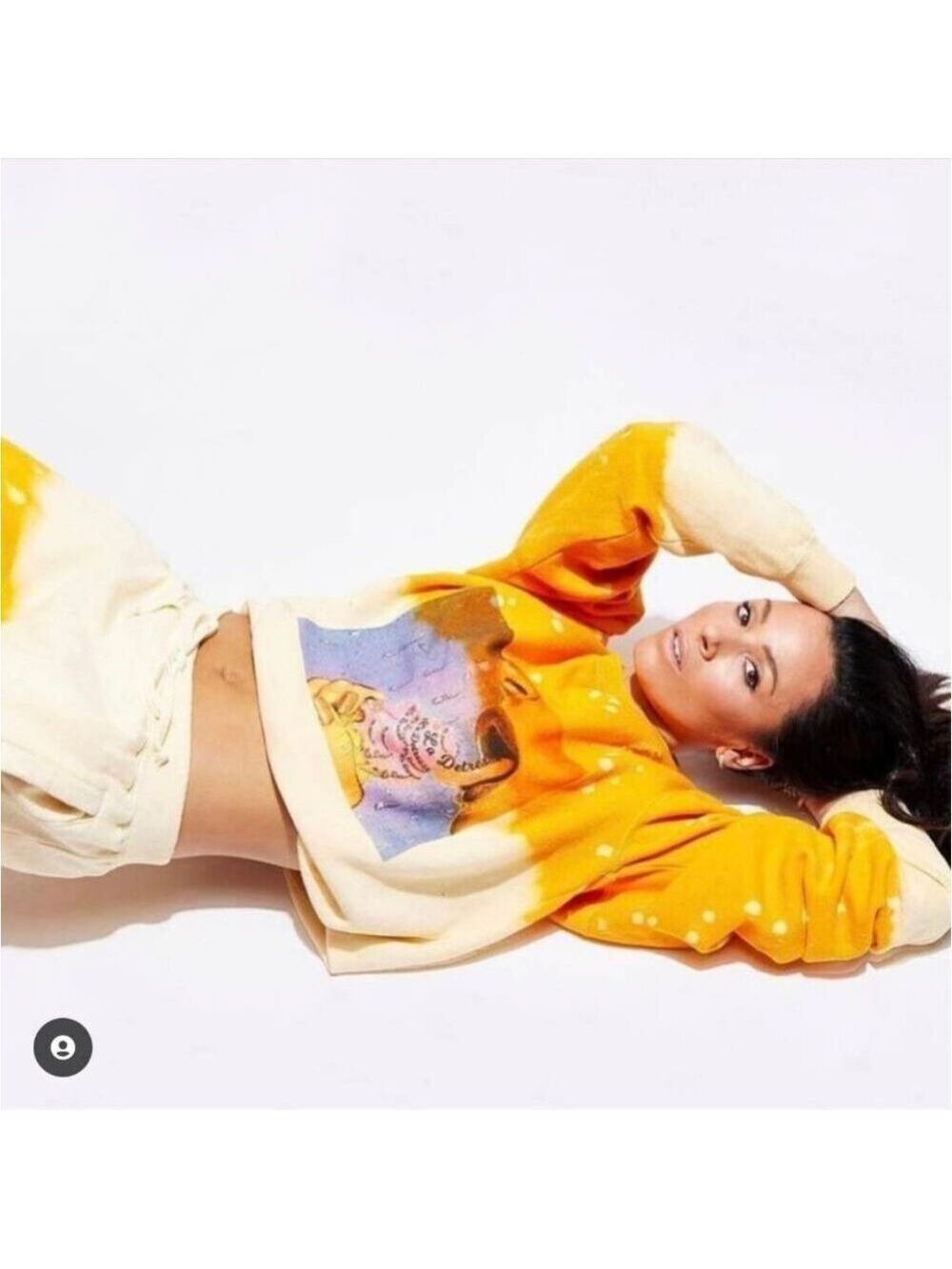 La Detresse Sunrise Licked It Sweatshirt M Yellow Tie Dye Graphic Crew NWT USA